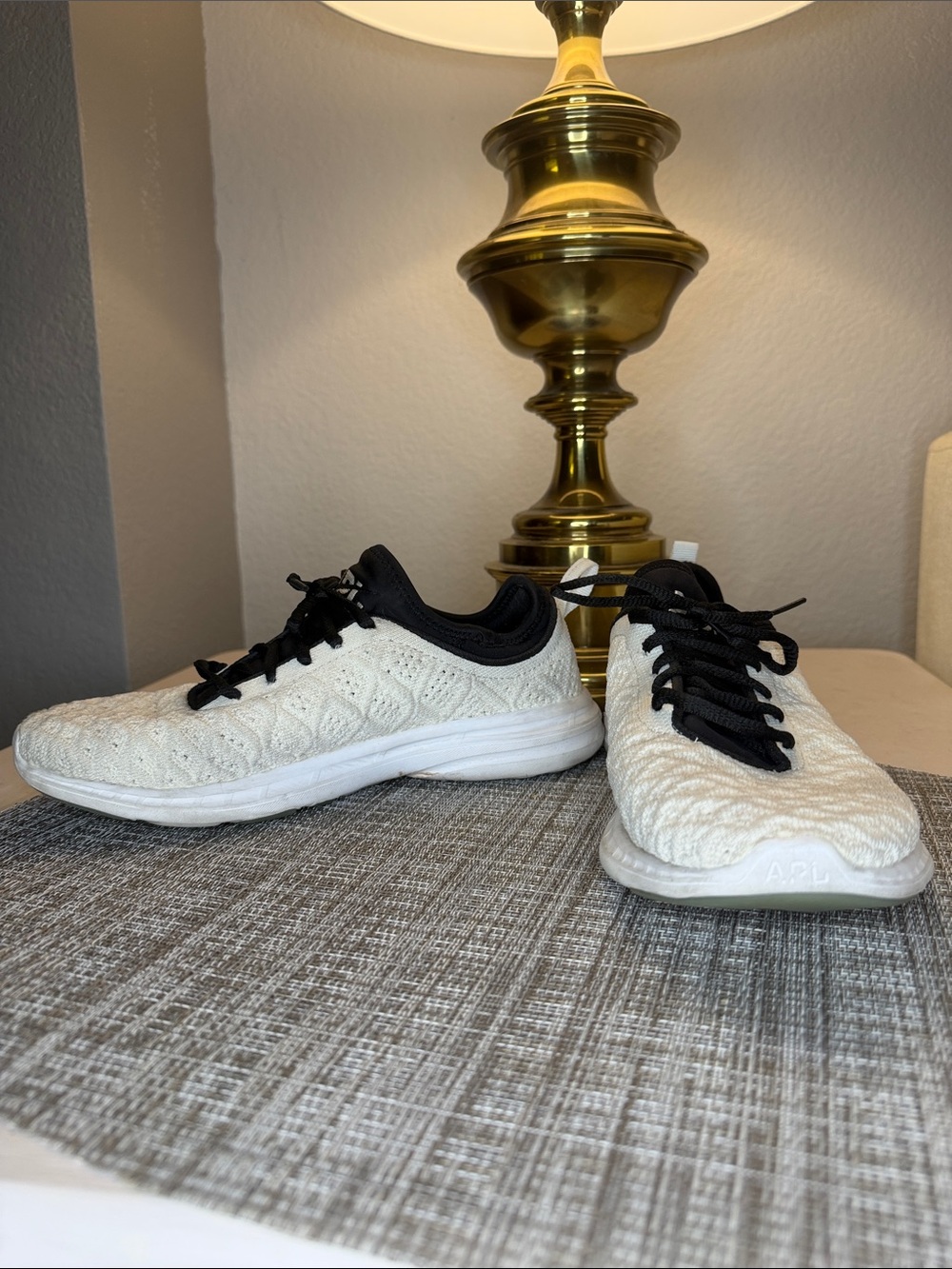 APL White Knit Sneakers with Black Accents